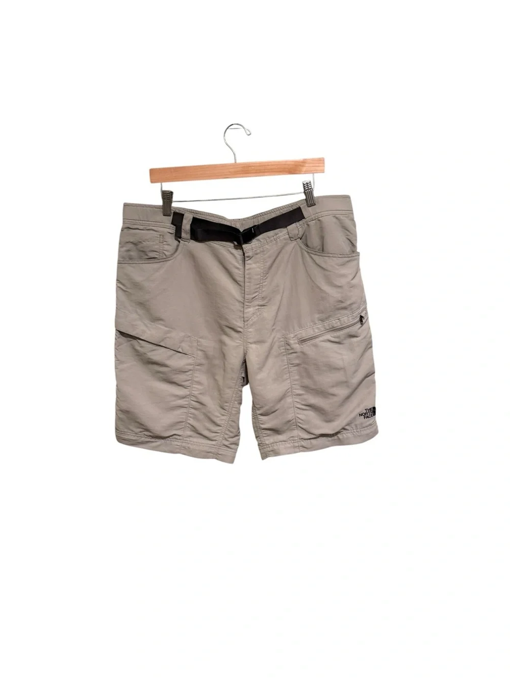 The North Face Men's Tan Cargo Shorts with Belt - Size Large